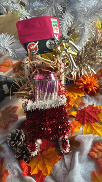 A holiday gift basket close-up