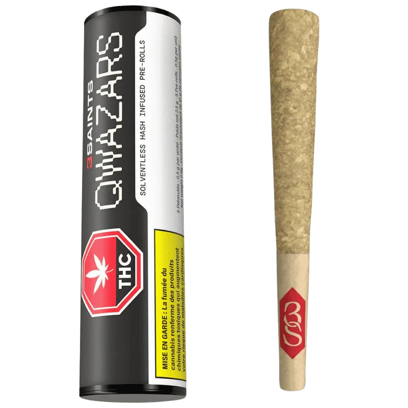 3Saints – Qwazars Solventless Hash Infused Pre-Roll – 1G