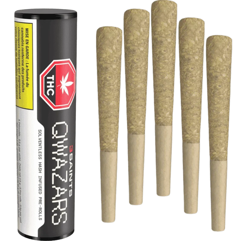 3Saints – Qwazars Solventless Hash Infused Pre-Rolls – 2.5G