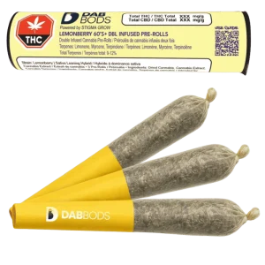 Dab Bods – Lemonberry 60’S+ Dbl Infused Pre-Rolls – 1.5G