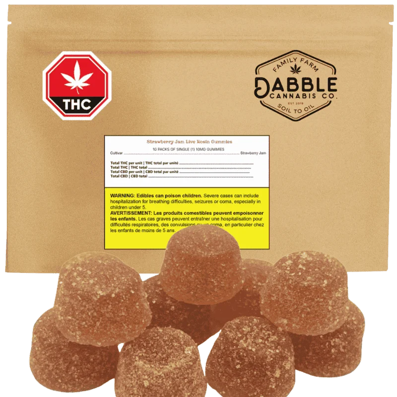 Dabble Cannabis Co. – Strawberry Jam Live Rosin Gummies – 40g