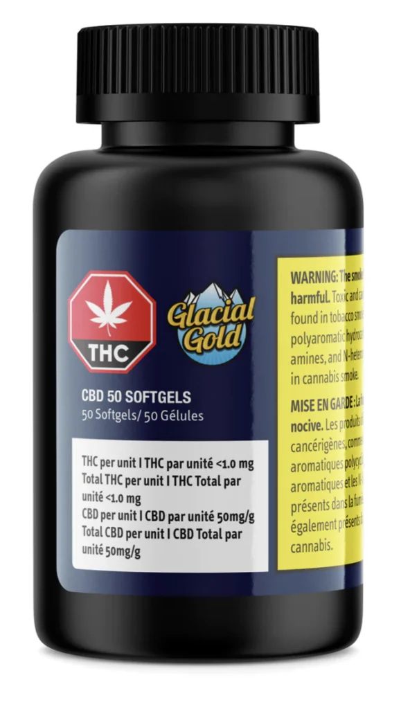 Glacial Gold – CBD 50mg – 50pk Caps