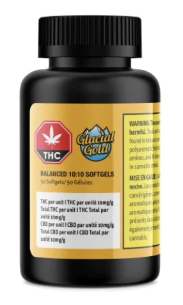 Glacial Gold – THC:CBD 10:10mg – 50pk Caps