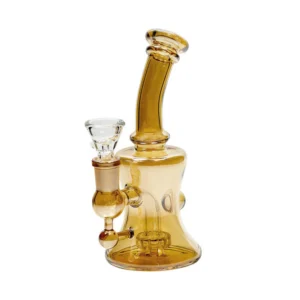 Piranha Glass 6″ Hourglass Dab Rig Electroplated Gold