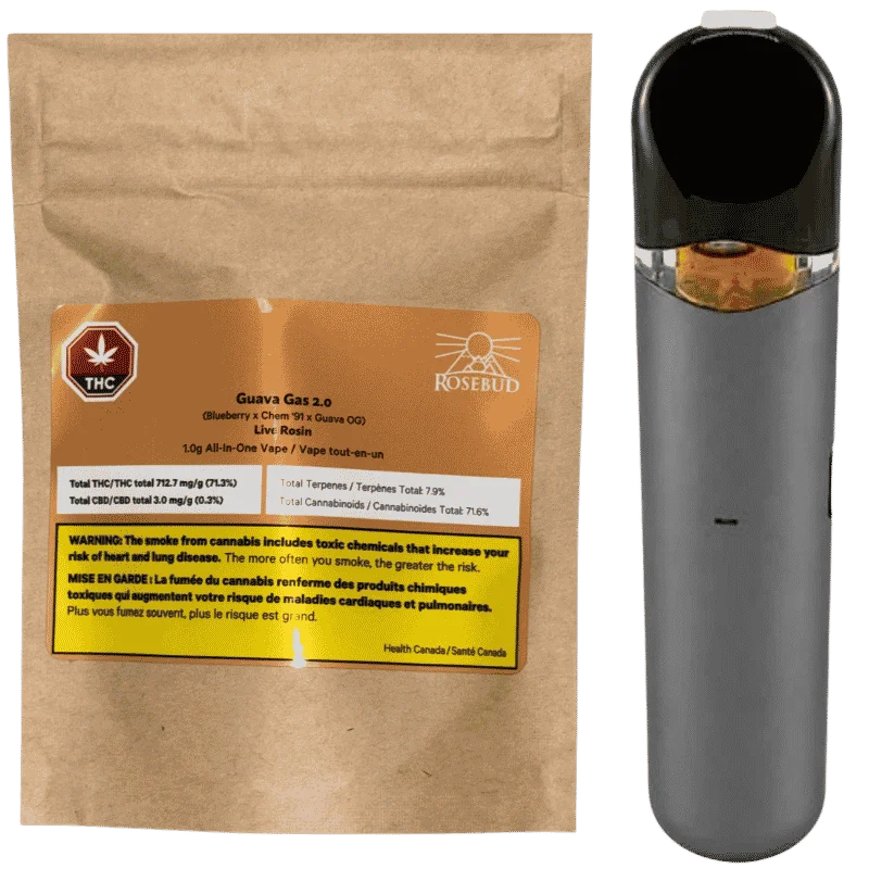 Rosebud Cannabis Farms – Guava Gas 2.0 Live Rosin All-In-One Vape – 1G