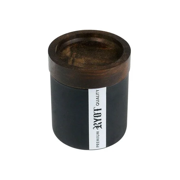 RYOT Black Jar w/ Silicone Seal and Walnut Tray Lid