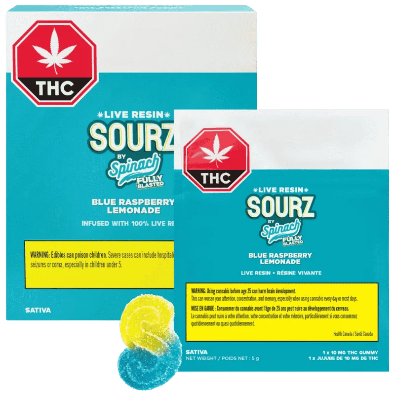 Sourz By Spinach – Fully Blasted Blue Raspberry Lemonade Lre Chews – 50G