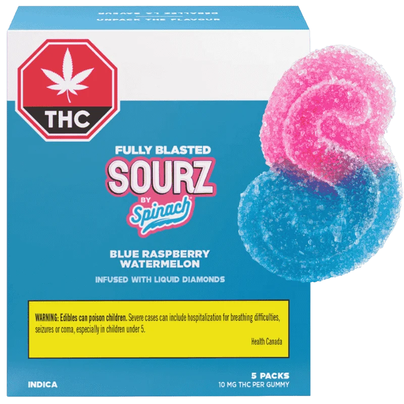 Sourz By Spinach – Fully Blasted Blue Raspberry Watermelon Gummies – 10pk