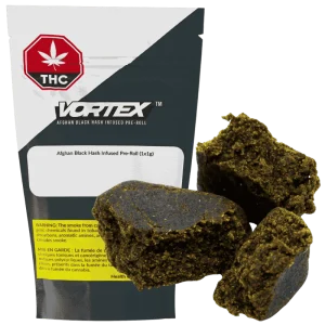 Vortex Cannabis Inc – Afghan Black Pressed Hash –  Hybrid 2G