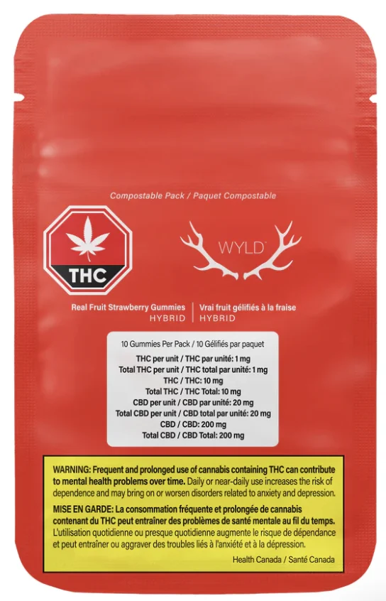 Wyld – Real fruit Strawberry CBD gummies – 10pk