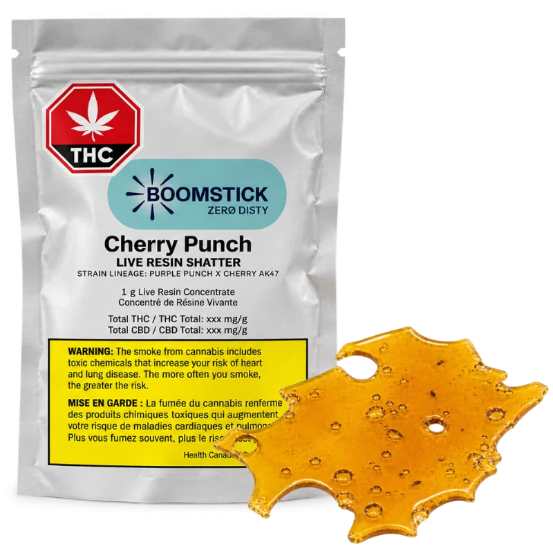 Boomstick – Cherry Punch Live Resin Shatter – 1g