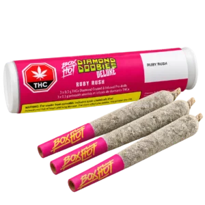 Boxhot Diamond Doobies – Ruby Rush Deluxe 60% Infused Pre-Rolls – 1.5G