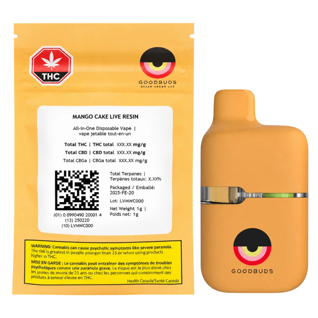 Good Buds – Mango Cake Cured Resin All-In-One Vape – 1g