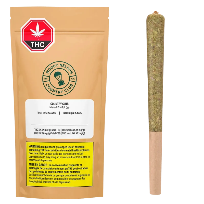 Woody Nelson – Country Club Pre-Roll Infused With Bubble Hash (ROTATIONAL) – 1g