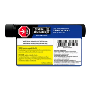 General Admission – Tiger Blood Liquid Diamond Blend Vape Cartridge – 0.95g
