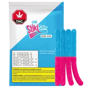 Olli Stikistix – Sour Fizzy Pink Lemonade Cbg:Thc Chews – 10g